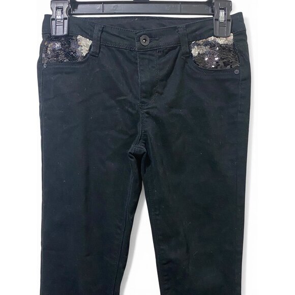 Member's Mark Girls Black Skinny Jeans With Sequined Front Pockets, Size: 10/12 - Picture 2 of 8